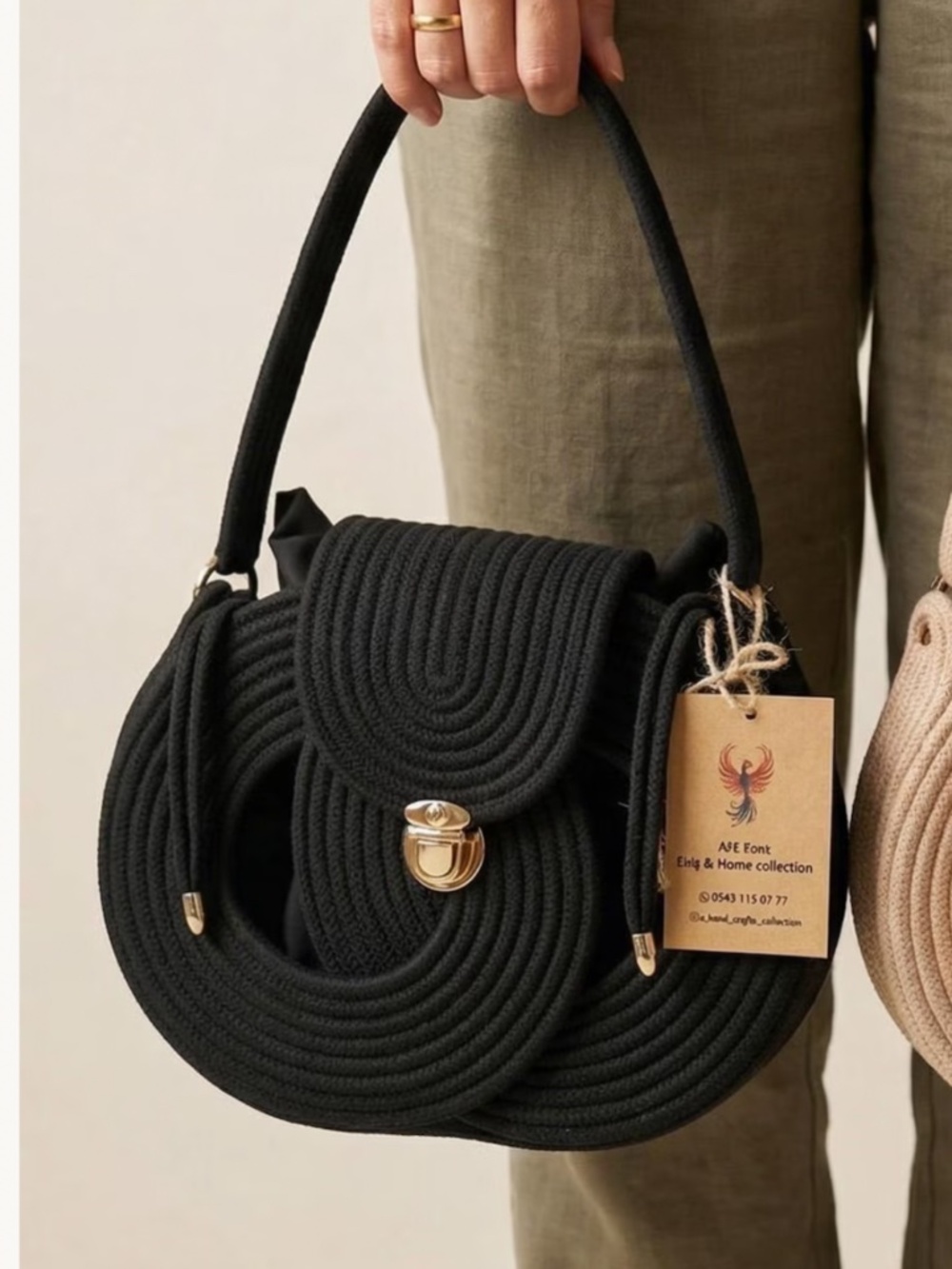 Black rope design purse